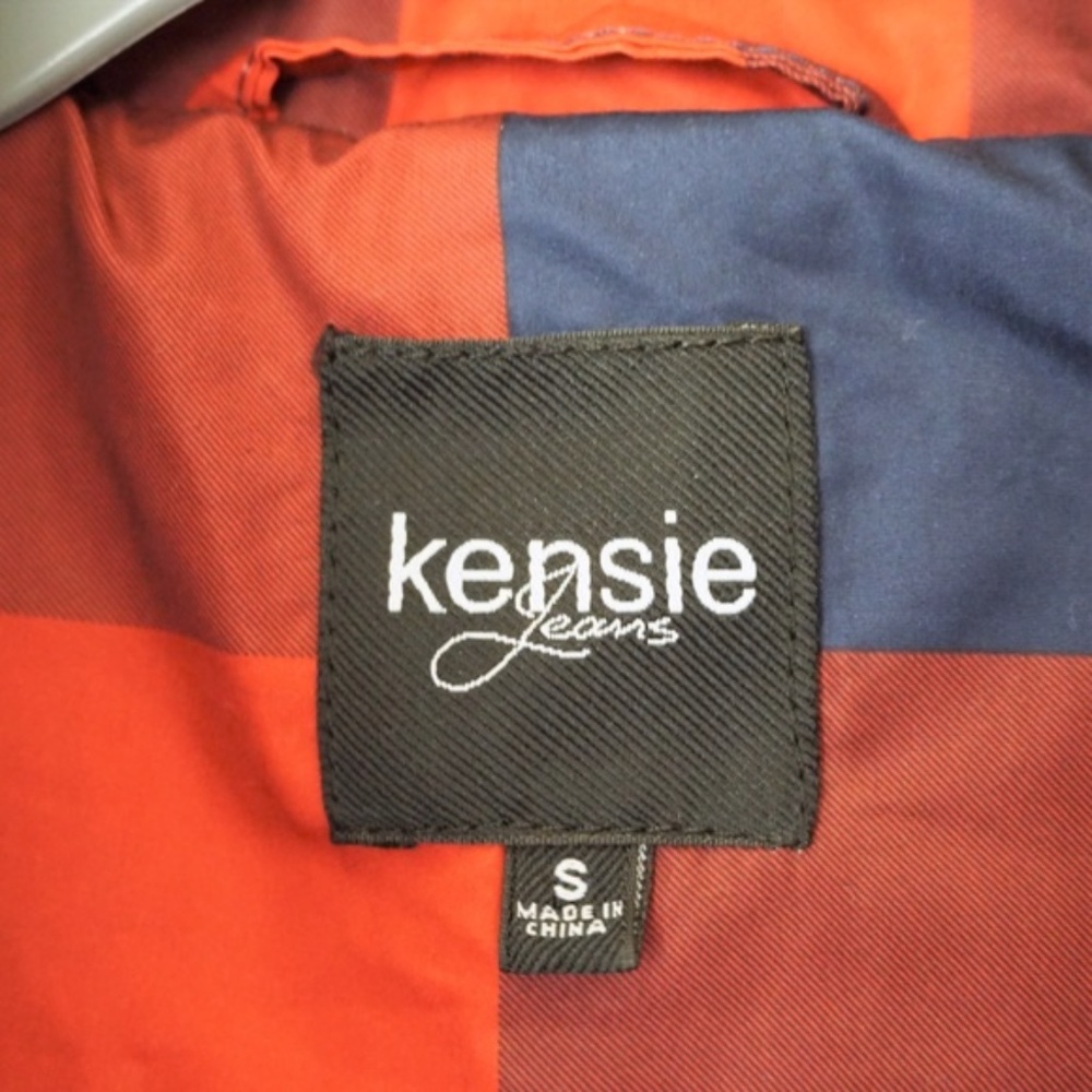 Kensie Buffalo Plaid Red Navy Quilted Puffer Zip Up Vest S Small EUC - Picture 3 of 6
